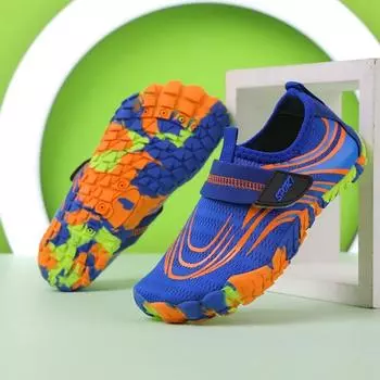 Детская водная обувь Детская аква-обувь Дренажные пляжные спортивные сандалии Быстросохнущие плавание босиком Кроссовки для катания на лодках, дайвинга и серфинга 25 чёрный