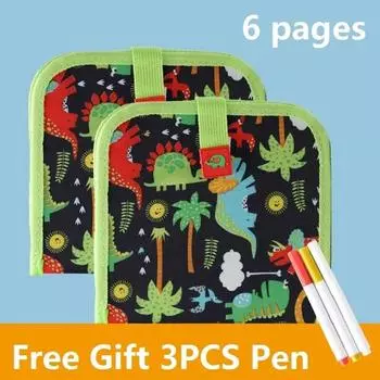 Детская волшебная доска, обучающие детские игры, раскраски, детские игрушки для рисования, 6-сторонняя стираемая доска с водой, 3 меловых ручки