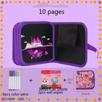 Детская волшебная доска, обучающие детские игры, раскраски, детские игрушки для рисования, 10 страниц, стирающие доски с помощью водных меловых ручек