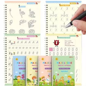 Детская волшебная тетрадь, многоразовые книги для рисования с канавками, обучение управлению ручкой, обучающие развивающие игрушки Монтессори для детей