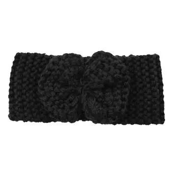 Детская вязаная двухслойная повязка на голову с бантом, детский головной убор, аксессуары для волос ручной работы, осенне-зимняя шерстяная повязка на голову