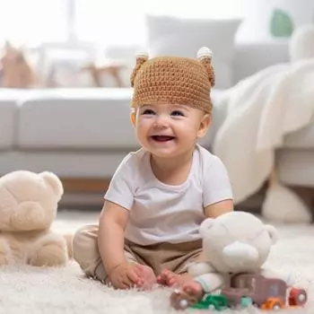 Детская вязаная шапка с куриной ножкой и париком, декоративная, толстая, сохраняющая тепло, детский головной убор для фотосъемки, высокоэластичная зимняя шапочка для вечеринок и путешествий жёлтый