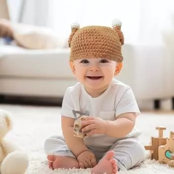 Детская вязаная шапка с куриной ножкой и париком, декоративная, толстая, сохраняет тепло