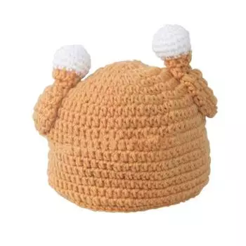 Детская вязаная шапка с куриной ножкой и париком, декоративная, толстая, сохраняющая тепло, детский головной убор для фотосъемки, высокоэластичная зимняя шапочка для вечеринок и путешествий жёлтый
