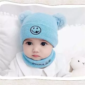 Детская вязаная шапка Теплый шарф Шерстяная шапка из двух частей