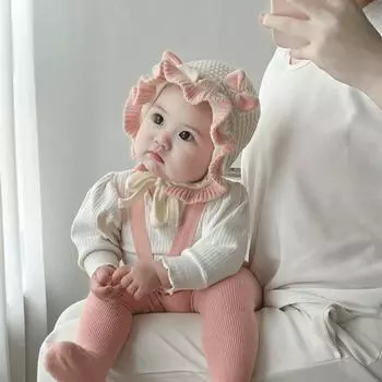Детская вязаная шерстяная шапка для защиты ушей для девочек, осенне-зимняя, милая, очень милая, универсальная, теплая, детская шапка для защиты ушей Recommended 3 months - 2 years old