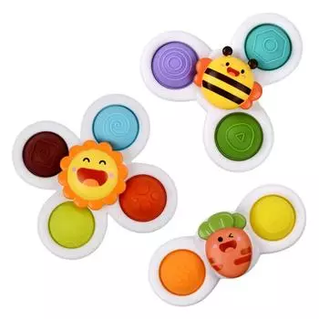 Детская вращающаяся игрушка на присоске для купания Детские игрушки для ванной Настольная присоска Игровой процесс для раннего обучения Вращающаяся игрушка на присоске для детей