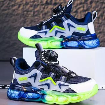 Детская вращающаяся кнопка противоскользящая износостойкая модная спортивная обувь для улицы повседневная обувь для девочек детская обувь 28 чёрный