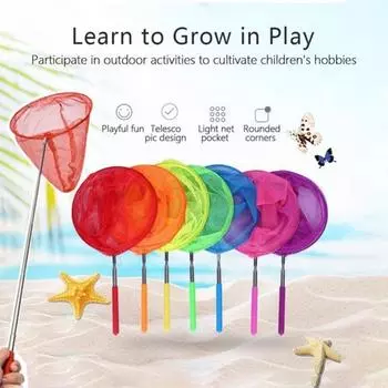 Детская выдвижная летняя игрушка для ловли, рыболовная сеть, сетка для ловли насекомых и бабочек, уличный инструмент для игры в воду красный