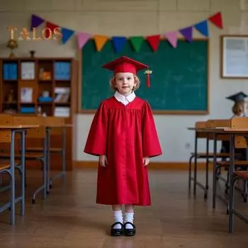 Детская выпускная форма для детского сада с шапочкой и кисточкой, V-образный вырез, длина до колена, длинный рукав, застежка-молния, начальный выпускной халат для детей, выпускной S зелёный
