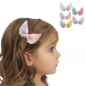 Детская заколка для волос «Ангел», цветная градиентная золотая пудра, бант, заколка для волос, милая принцесса, зажим для девочки One Size синий