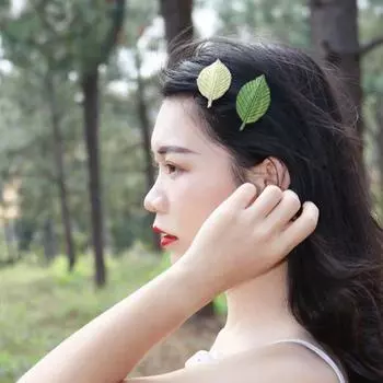 Детская заколка для волос для девочек, женская заколка-листок, заколка для волос в корейском стиле, вязаная заколка 02