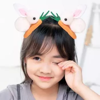 Детская заколка для волос, мини-пушистый плюшевый Нескользящий разноцветный аксессуар для волос, головные уборы, милый кролик, морковь, заколка с утиным клювом красный