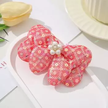 Детская заколка для волос с большим бантом Свежий летний бриз имитация жемчуга боковая заколка для волос Заколка-клипса для челки принцессы аксессуары