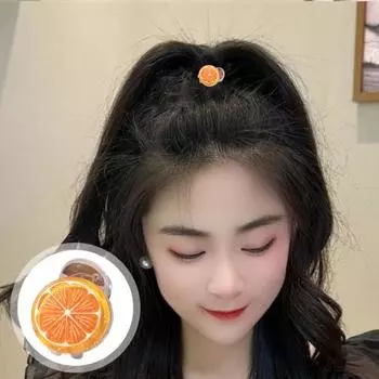 Детская заколка для волос, стильная эластичная заколка для волос в форме фруктов, форма персика, помидора, оранжевого цвета, маленькая заколка для волос, маленькая заколка для волос, аксессуары для волос красный