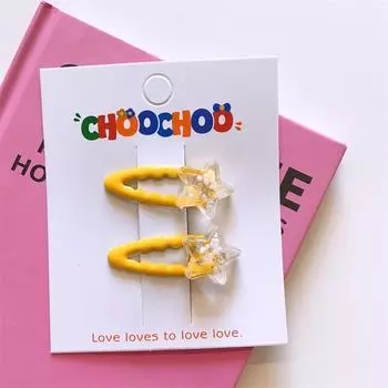 Детская заколка для волос в корейском стиле «Свежая звезда», Детская прозрачная геометрическая повязка для волос с цветком и подходящий набор заколок