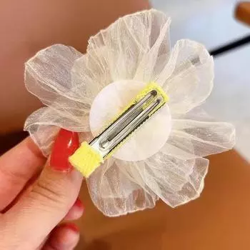 Детская заколка для волос в виде сетчатого цветка, милая и милая боковая заколка в стиле принцессы розовый