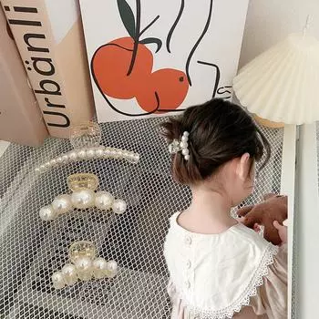 Детская заколка в виде акулы, маленькая застежка с жемчужной застежкой для родителей и детей, нескользящая простая застежка для купания, простой детский головной убор, заколка для волос для девочек White S 4.5cm