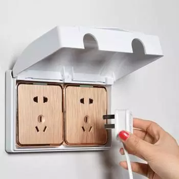 Детская защитная крышка розетки, защита от электрической вилки, водонепроницаемая, простая установка, защита от детей, двойная крышка розетки белый