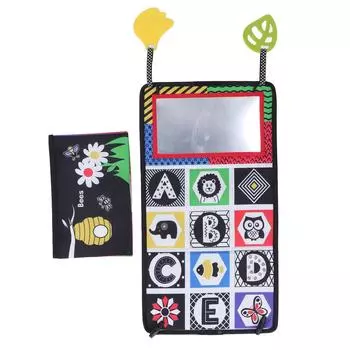 Детская зеркальная книжка-игрушка, складная, визуально обучающая, детская зеркальная тканевая книга с подвеской-прорезыватель для автомобиля