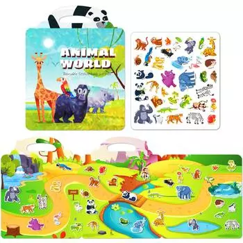Детская желейная книга «сделай сам», тихая книга для раннего образования, концентрации развития, неоднократно прилипающая желейная наклейка «зоопарк», книга