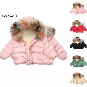 Детская зимняя хлопковая куртка для мальчиков и девочек, детское утолщенное пальто с большим воротником