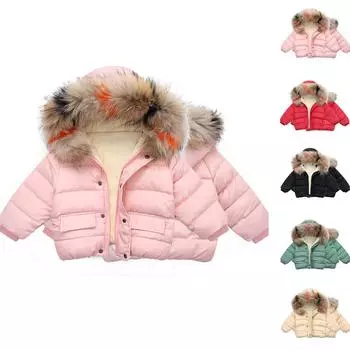 Детская зимняя хлопковая куртка для мальчиков и девочек, детское утолщенное пальто с большим воротником