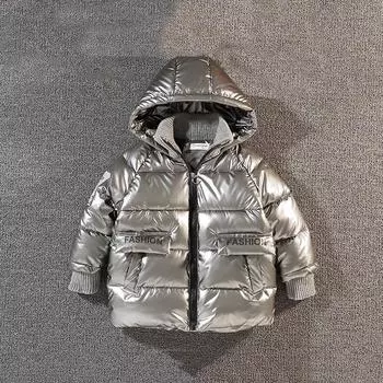 Детская зимняя куртка для мальчиков и девочек, повседневное пальто с капюшоном, одежда для малышей, верхняя одежда, детская парка, куртка, зимний комбинезон 100