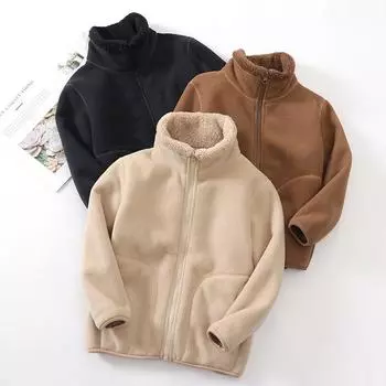 Детская зимняя куртка из флиса, толстая, школьная, подростковая, для мальчиков и девочек, верхняя одежда, ветрозащитная, теплая, повседневная, уютная, пальто 12, 13, 14 лет, топы 180cm