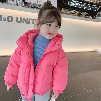 Детская зимняя куртка из хлопка, утепленная ветрозащитная куртка, детский зимний комбинезон, детская парка, пальто для малышей, детская одежда 130cm розовый
