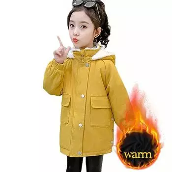 Детская зимняя куртка из овечьего кашемира для девочек, теплое бархатное пальто Parker 160 розовый