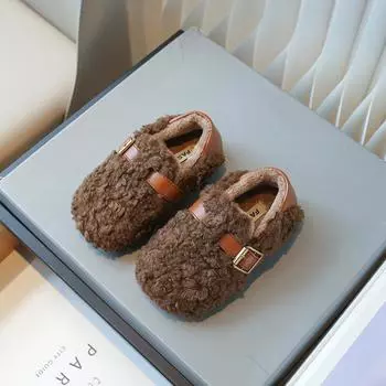 Детская зимняя мягкая утолщенная обувь, удобная повседневная теплая обувь для мальчиков и девочек, однотонная обувь без застежек 34