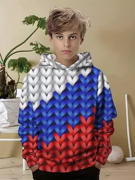 Детская зимняя одежда для мальчиков, повседневные толстовки с геометрическим принтом, с длинным рукавом, детская одежда для мальчиков, осенние топы, детская одежда 100