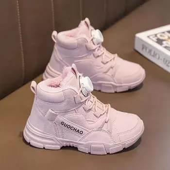 Детская зимняя повседневная обувь Детские зимние ботинки Бархатные и утепленные теплые ботинки для девочек и мальчиков Износостойкая нескользящая обувь 31 серый