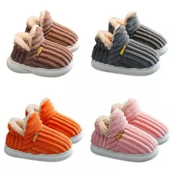 Детская зимняя теплая хлопковая обувь с нескользящей плоской мягкой подошвой 34/35