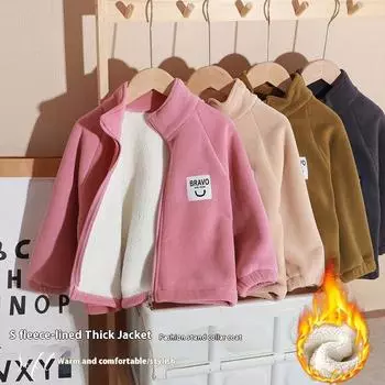 Детская зимняя утепленная куртка с подкладкой из хлопка, куртка для детей среднего и большого возраста, теплая хлопковая куртка для мальчиков и девочек, зимняя куртка 80cm коричневый