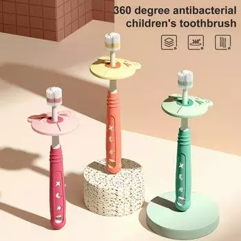 Детская зубная щетка, чистка на 360 градусов, уход за зубами, ручная милая детская ручная обучающая зубная щетка для ребенка от 1 до 6 лет оранжевый