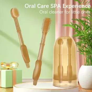 Детская зубная щетка Детская зубная щетка Щетка для молочных зубов у младенцев 0-18 Чистка налета на языке Детская силиконовая зубная щетка