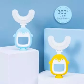 Детская зубная щетка из пищевого материала для удаления пятен с зубов U-образная зубная щетка для чистки зубов всего рта для детей жёлтый