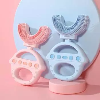 Детская зубная щетка из пищевого материала для удаления пятен с зубов U-образная зубная щетка для чистки зубов всего рта для детей синий