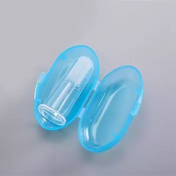 Детская зубная щетка на палец с коробкой для хранения, мягкая силиконовая детская зубная щетка для тренировки прорезывания зубов, массаж для ухода за полостью рта новорожденных