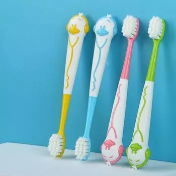 Детская зубная щетка с рисунком утки, ультрамягкая зубная щетка 360, зубная нить, обучающая зубная щетка, очиститель зубов, уход за полостью рта от 2 до 12 лет