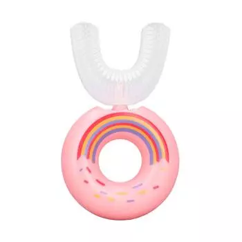 Детская зубная щетка в форме буквы U для малышей, милая мультяшная, для путешествий, для дома, портативная, силиконовая, для чистки головки