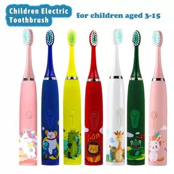Детская звуковая электрическая зубная щетка с героями мультфильмов для детей с заменой головки зубной щетки Ультразвуковая электрическая зубная щетка Звуковая насадка для щетки