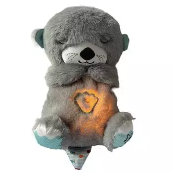 Детская звуковая машина Soothe N Snuggle Otter, портативная плюшевая игрушка для малышей с сенсорными деталями, музыкальными огнями и ритмичными дыхательными движениями розовый