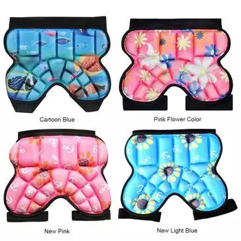 Детские 3D мягкие защитные шорты для бедер, утолщенные, с подкладкой из ЭВА, дышащие, амортизирующие, для большинства видов спорта, катание на роликах Cartoon blue