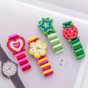 Детские эластичные деревянные часы с героями мультфильмов, браслеты, игрушки, школьная награда, подарок 1PC