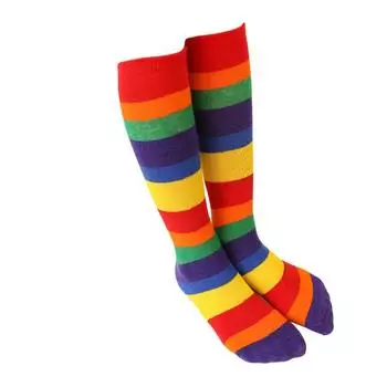 Детские эластичные гольфы в полоску радужного цвета для мальчиков и девочек, чулки M