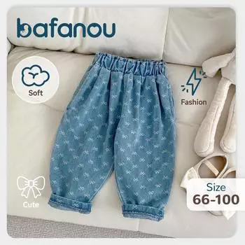 Детские эластичные леггинсы для девочек, джинсовые штаны для новорожденных, одежда для малышей, весенние брюки bafanou 24125 66cm(3-6M) синий