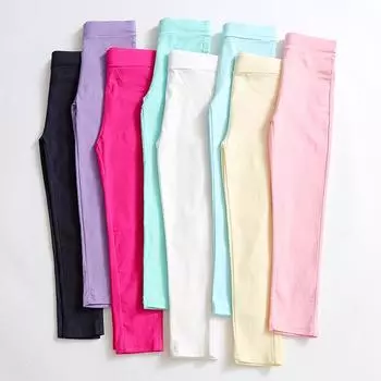 Детские эластичные прямые узкие брюки-карандаш для девочек на весну и осень 110 чёрный